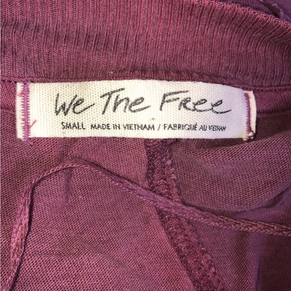 Free People]Cotton Bordeaux Hand dyed Balloon Long sleeve Oversize Crop Top - Picture 15 of 15